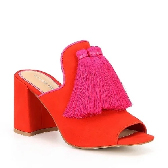 Giani Bernini Shoes - Giani Bernini Red Orange and Pink Tassel Mules